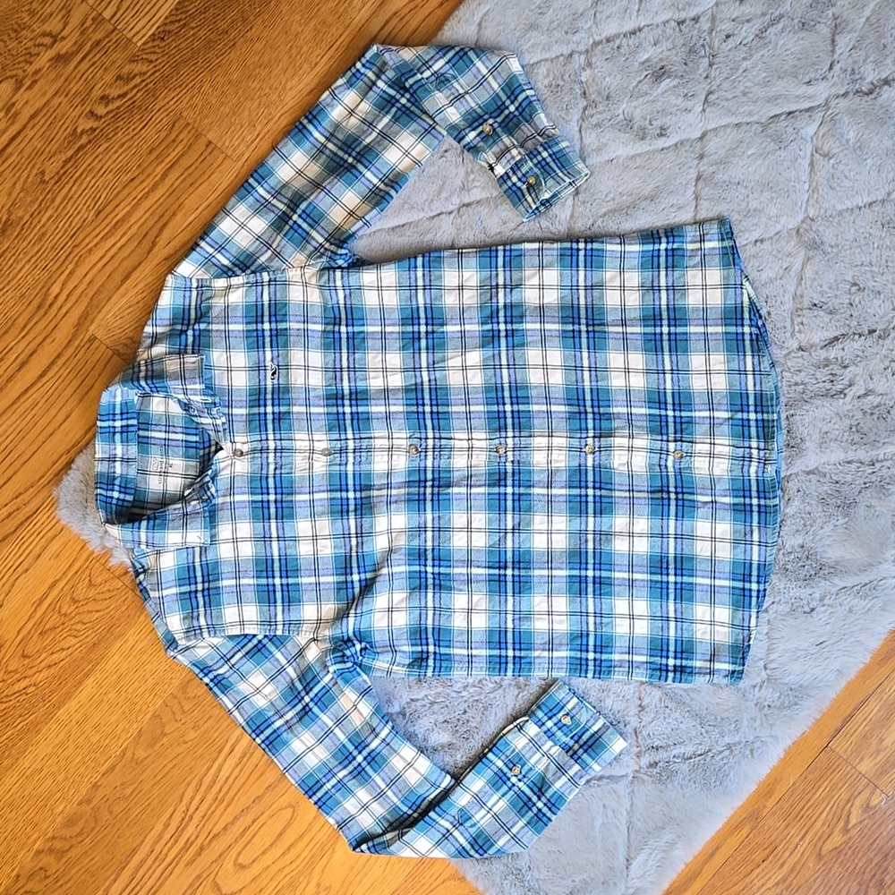Vineyard Vines Blue/White Plaid Button Down Shirt, Boys XL, Great Condition
